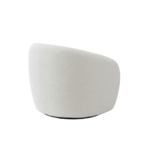 Rear view of the Aluxo Nolita accent chair showing the rounded boucle back panel