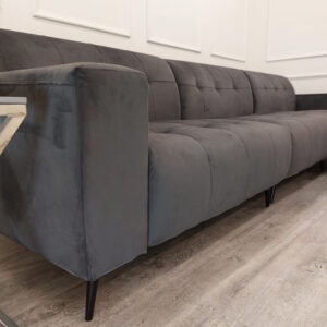 Detail of the Oslo seat cushions in steel grey