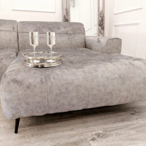 Oslo cinema sofa in mottled grey Buxton Rhino fabric in a room setting