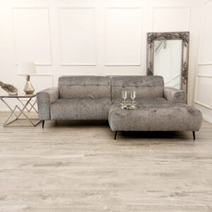 Oslo cinema sofa in mottled grey seen from the chaise end