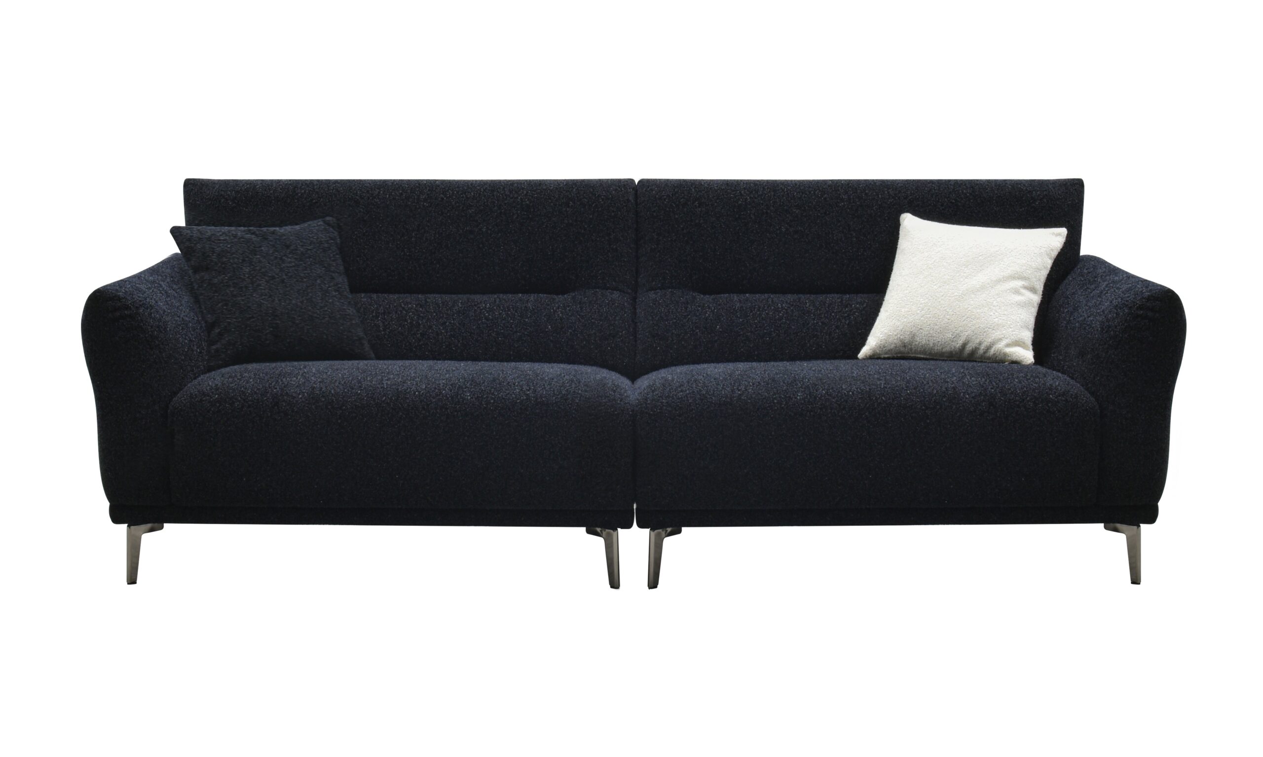 Albany four seater sofa in black lux boucle, 250cm wide, shown front on