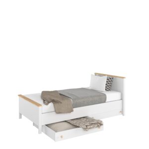 Story SO-08 Bed with Mattress in White Matt and Oak Nash Décor, view 2 — Arte-N kids single bed