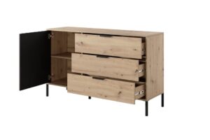 Tally Chest Of Drawers 138cm in Oak Artisan and Anthracite, view 2 — Arte-N chest of drawers