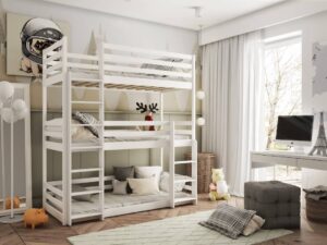 Wooden Triple Bunk Bed Ted, front view — Arte-N bunk bed