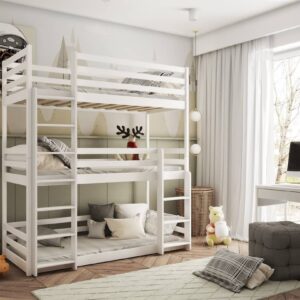 Wooden Triple Bunk Bed Ted, front view — Arte-N bunk bed