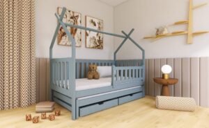 Wooden Single Bed Tytus With Trundle, front view — Arte-N kids single bed