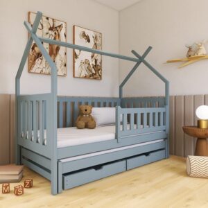 Wooden Single Bed Tytus With Trundle, front view — Arte-N kids single bed