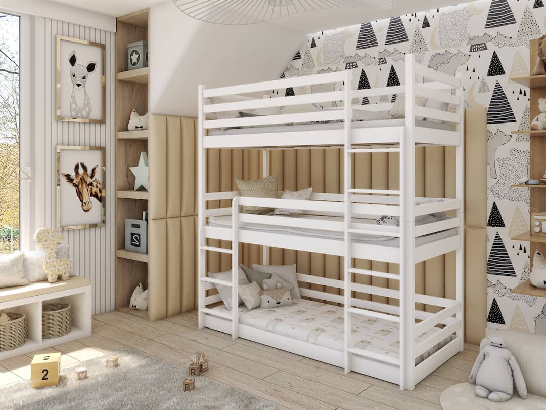 Wooden Triple Bunk Bed Ted, view 2 — Arte-N bunk bed