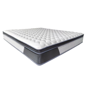 Aluxo Oasis 2000 pocket memory pillow top mattress shown in profile with its quilted top panel