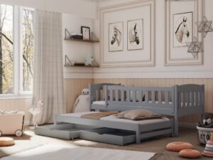 Wooden Double Bed Amelka with Trundle and Storage, view 2 — Arte-N kids single bed