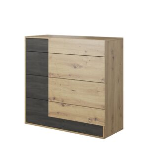 Bafra Chest of Drawers in Oak Artisan and Norwegian Pine, front view — Arte-N chest of drawers