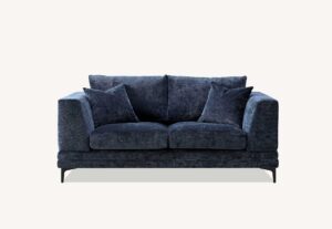 Lenox sofa arm and scatter back cushions in aegean blue velvet