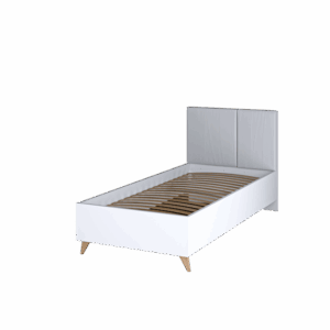 Mood MD-11 Bed Frame [EU Single] in Oak Castello and White and Grey, front view — Arte-N kids single bed