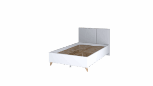 Mood MD-12 Bed Frame [EU Small Double] in Oak Castello and White and Grey, front view — Arte-N kids single bed
