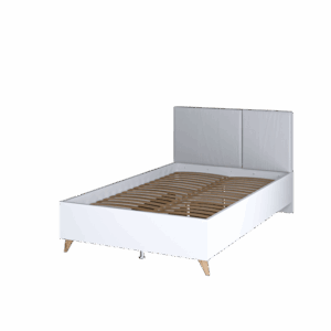 Mood MD-12 Bed Frame [EU Small Double] in Oak Castello and White and Grey, front view — Arte-N kids single bed