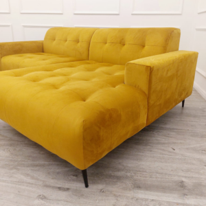Close view of the Oslo mustard upholstery