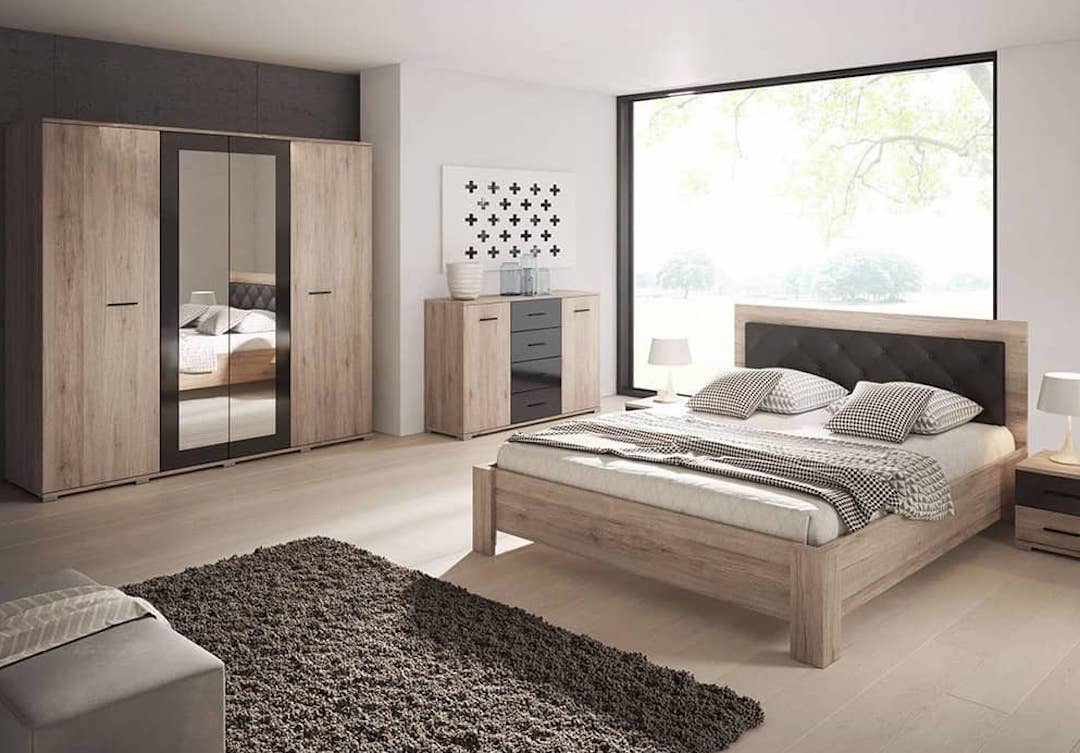 Bari Chest of Drawers in Oak San Remo and Black, view 2 — Arte-N chest of drawers