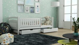 Wooden Bed Terry with Storage, front view — Arte-N kids single bed