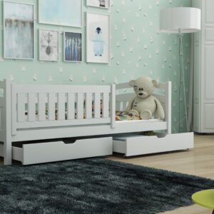 Wooden Bed Terry with Storage, front view — Arte-N kids single bed
