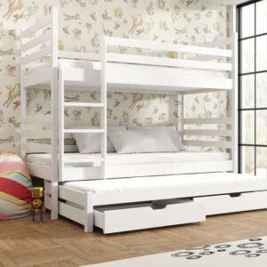 Wooden Bunk Bed Tomi with Trundle and Storage, front view — Arte-N bunk bed