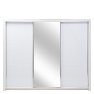 Siena 12 Sliding Door Wardrobe 258cm with LED in White Gloss - close detail of the door finish and handle
