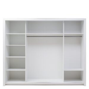 Siena 12 Sliding Door Wardrobe 258cm with LED in White Gloss - front view with the doors closed