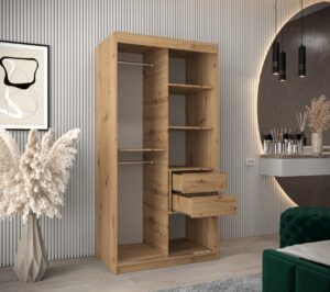 Tokyo I Sliding Door Wardrobe 100cm - close detail of the door finish and handle