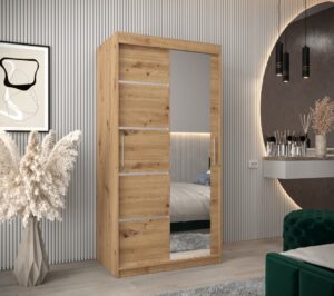 Verona 02 Sliding Door Wardrobe 100cm - front view with the doors closed
