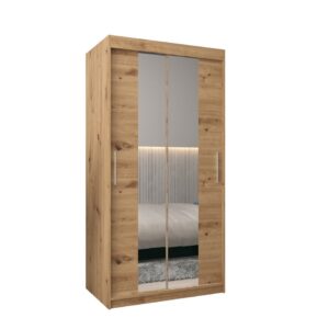 Tokyo I Sliding Door Wardrobe 100cm - shown in a bedroom setting, 100cm wide