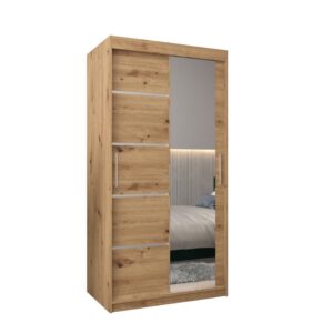 Verona 02 Sliding Door Wardrobe 100cm - shown in a bedroom setting, 100cm wide