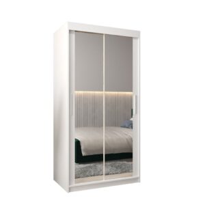 Tokyo III Sliding Door Wardrobe 100cm - shown in a bedroom setting, 100cm wide