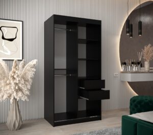 Verona 01 Sliding Door Wardrobe 100cm - close detail of the door finish and handle