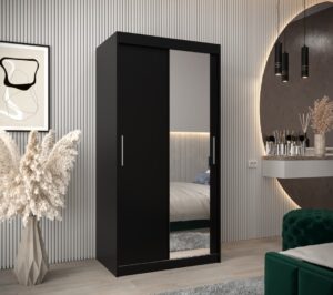 Tokyo II Sliding Door Wardrobe 100cm - front view with the doors closed
