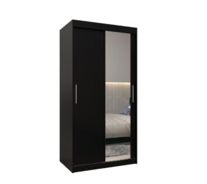 Tokyo II Sliding Door Wardrobe 100cm - shown in a bedroom setting, 100cm wide