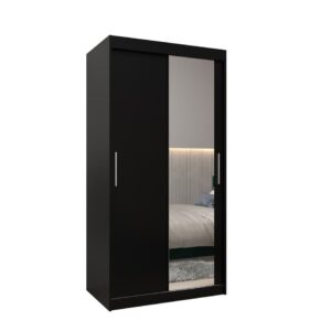 Tokyo II Sliding Door Wardrobe 100cm - shown in a bedroom setting, 100cm wide