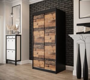 Tilburg Sliding Door Wardrobe 100cm in Dark Oak - front view with the doors closed