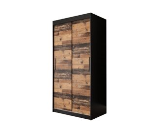Tilburg Sliding Door Wardrobe 100cm in Dark Oak - shown in a bedroom setting, 100cm wide