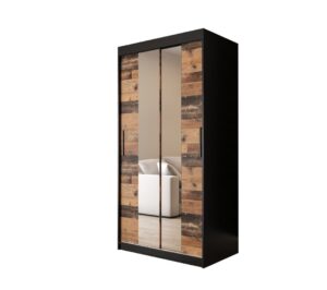 Tilburg I Sliding Door Wardrobe 100cm in Dark Oak - shown in a bedroom setting, 100cm wide