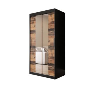 Tilburg I Sliding Door Wardrobe 100cm in Dark Oak - shown in a bedroom setting, 100cm wide