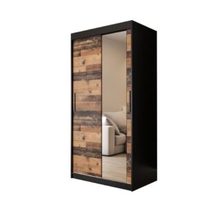 Tilburg II Sliding Door Wardrobe 100cm in Dark Oak - shown in a bedroom setting, 100cm wide