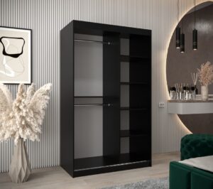 Tokyo II Sliding Door Wardrobe 120cm - interior layout with the doors open
