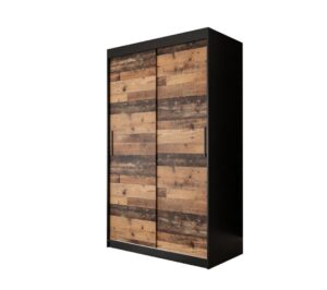 Tilburg Sliding Door Wardrobe 120cm in Dark Oak - shown in a bedroom setting, 120cm wide