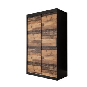 Tilburg Sliding Door Wardrobe 120cm in Dark Oak - shown in a bedroom setting, 120cm wide
