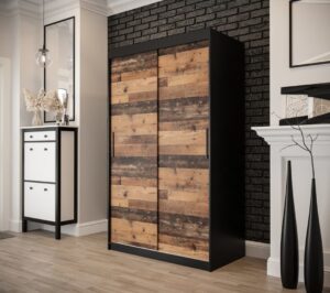 Tilburg Sliding Door Wardrobe 120cm in Dark Oak - front view with the doors closed