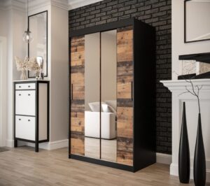 Tilburg I Sliding Door Wardrobe 120cm in Dark Oak - front view with the doors closed