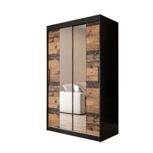 Tilburg I Sliding Door Wardrobe 120cm in Dark Oak - shown in a bedroom setting, 120cm wide