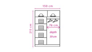 Effect 2 Sliding Door Wardrobe 150cm - front view with the doors closed