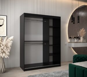 Tokyo II Sliding Door Wardrobe 150cm - interior layout with the doors open