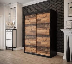Tilburg Sliding Door Wardrobe 150cm in Dark Oak - front view with the doors closed