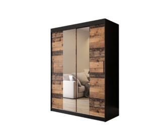 Tilburg I Sliding Door Wardrobe 150cm in Dark Oak - shown in a bedroom setting, 150cm wide